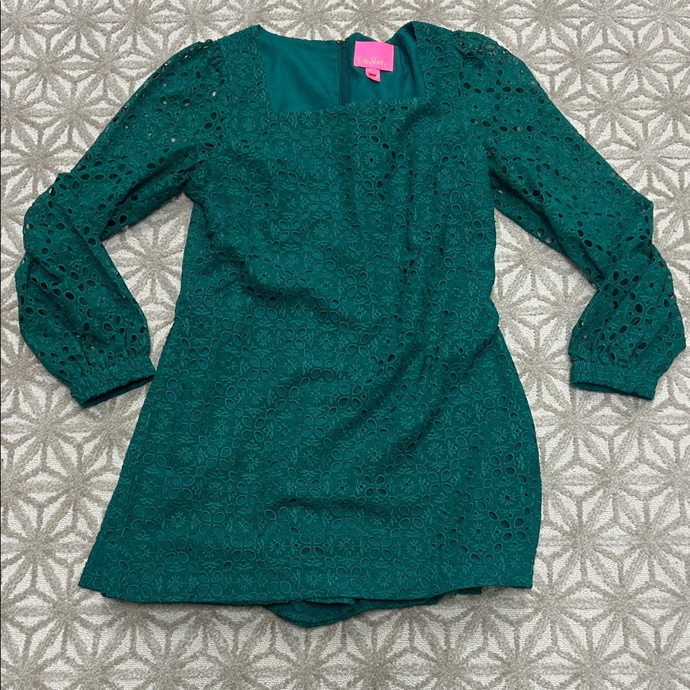 Lilly Pulitzer Emerald Eyelet Mini Dress